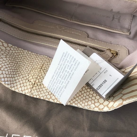 New NWT Halston Heritage cream beige leather croc patent shoulder hobo bag - Picture 6 of 10